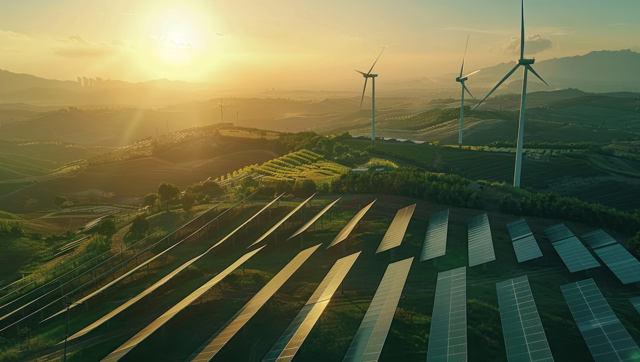 solar-panels-cover-green-hills-environment-friendly-energy-from-sun-wind-solar-plants